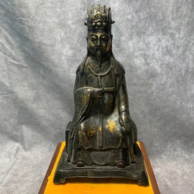 QIAN LONG ERA GILT BRONZE STATUE OF CIVIL GOD OF WEALTH
