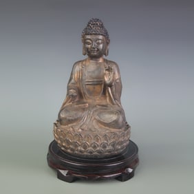 GILT BRONZE SHAKYAMUNI BUDDHA STATUE