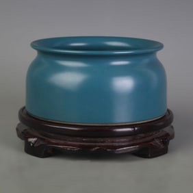 PEACOCK BLUE GLAZE PORCELAIN BRUSH WASHER