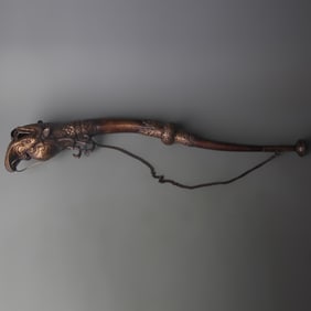 TIBETAN BUDDHIST RITUAL IMPLEMENTS: BRONZE TRUMPET