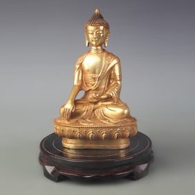 A FINE BRONZE SHAKYAMUNI BUDDHA STATUE