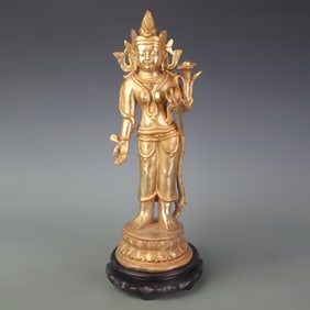 A RARE GILT BRONZE BUDDHA STATUE