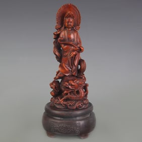 A FINE BOXWOOD GUAN YIN STATUE