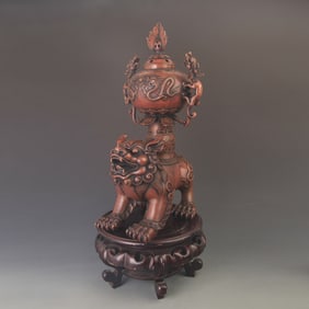 RARE FINE RUI SHOU DOUBLE DRAGON PATTERN BRONZE INCENSE BURNER