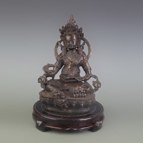 A FINE BRONZE YELLOW JAMBHALA STATUE