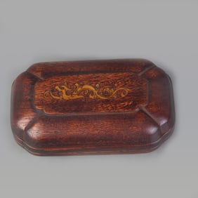 REDWOOD EYEGLASS CASE INLAID MOTHER-OF-PEARL
