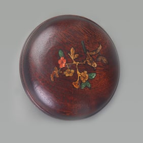 A FINE ROSEWOOD INLAID WITH SHELL SEAL PASTE BOX
