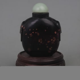 RED GLASS SNUFF BOTTLE WITH GOLD FLECKS