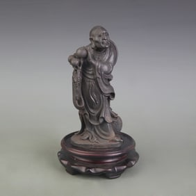 A FINE CAST IRON ARHAT STATUE