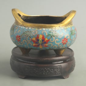 CLOISONNE ENAMEL BRIDGE-STYLE BRONZE CENSER