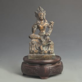 GILT BRONZE MANJUSHRI STATUE