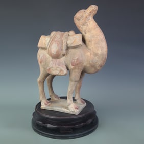 PAINTED POTTERY CAMEL ORNAMENT