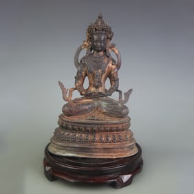 A FINE BRONZE LONGEVITY BUDDHA