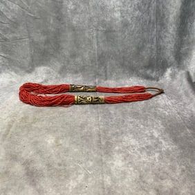 TIBETAN CORAL AND YAK BONE MADE WOVEN NECKLACE