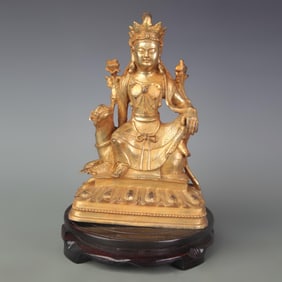 A RARE BRONZE GILT BUDDHA STATUE