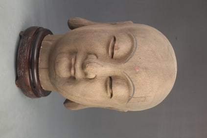 WOOD LACQUERED KSITIGARBHA BUDDHA HEAD