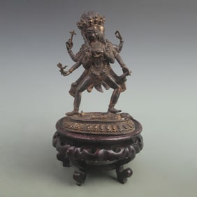 RARE GILT BRONZE  GOD OF WAR STATUE
