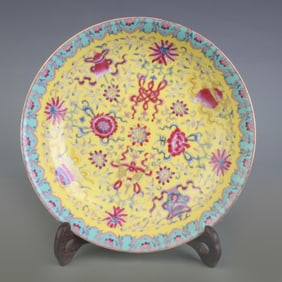 CLOISONNE ENAMEL PLATE WITH FLORAL DECORATION