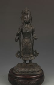 RARE FINE BRONZE BAO YUAN DU MU STATUE