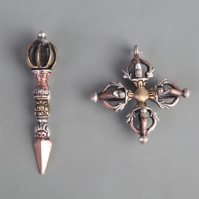 SET OF TIBETAN BUDDHIST RITUAL INSTRUMENTS