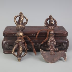 TIBETAN BUDDHIST RITUAL IMPLEMENTS: VAJRA (2 PIECES)
