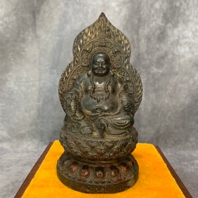 A FINE BRONZE MAITREYA BUDDHA STATUE