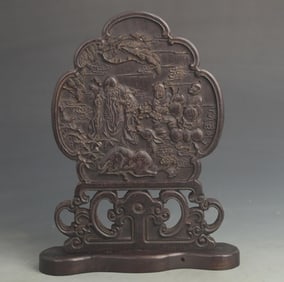A FINE ROSEWOOD MADE FINELY CARVED TABLE SCREEN
