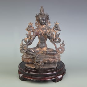 GREEN TARA BRONZE BUDDHA STATUE
