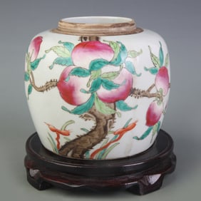 FAMILLE ROSE FORTUNE AND LONGEVITY PATTERN PORCELAIN JAR