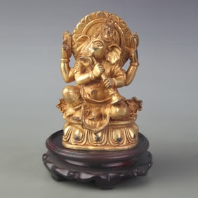 A FINE BRONZE CAISHEN (GOD OF WEALTH) STATUE