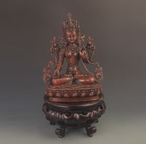 RARE TIBETAN BUDDHISM SEATED WHITE TARA STATUE