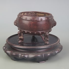 A FINE SMALL ANIMAL EAR THREE FOOT CENSER