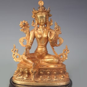 TIBETAN BUDDHIST STATUE: GREEN TARA