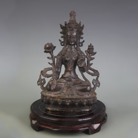 A FINE BRONZE WHITE TARA STATUE