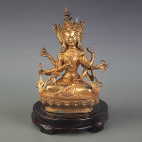 TIBETAN BUDDHIST STATUE: THREE-FACED BUDDHA