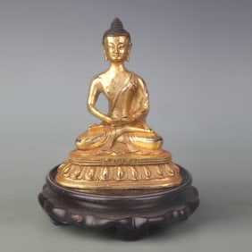 GILT BRONZE SHAKYAMUNI BUDDHA STATUE