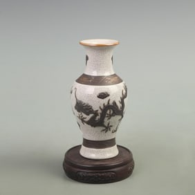 IRON EMBROIDERED DRAGON PATTERN PORCELAIN VASE