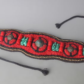 TIBETAN BUDDHIST ACCESSORIES (RED CORAL, SHELLS, AND TURQUOISE)