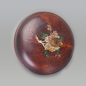 REDWOOD INLAID MOTHER-OF-PEARL INKPAD BOX