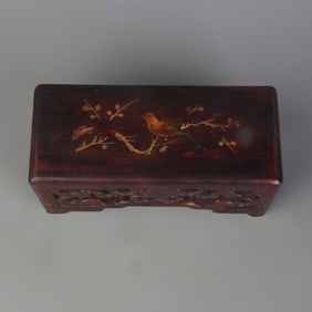 ROSEWOOD INK REST INLAID WITH MOTHER-OF-PEARL