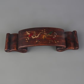 ROSEWOOD INK REST INLAID WITH MOTHER-OF-PEARL