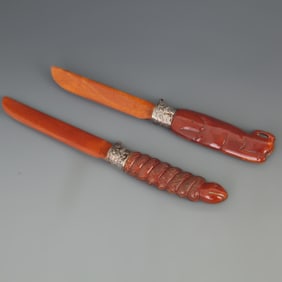 SET OF YAK BONE SCHOLAR’S DESK TOOLS WITH PAPER KNIFE