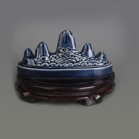 BLUE COLOR GLAZED PORCELAIN BRUSH REST