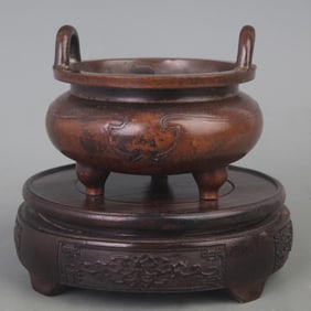 A FINE DOUBLE EAR THREE FOOT  BRONZE CENSER