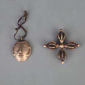 SET OF 2 TIBETAN BUDDHIST RITUAL OBJECTS