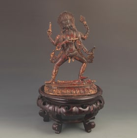REAR GILT BRONZE  CHINESE TAOISM DEITY STATUE