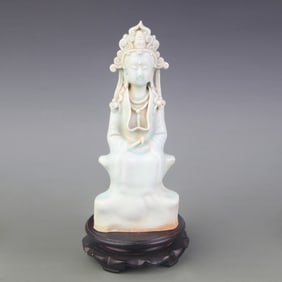 YINGQING-GLAZED GUANYIN STATUE