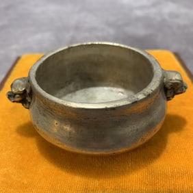 A FINE ANIMAL EAR WHITE BRONZE CENSER