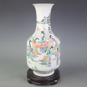 FAMILLE ROSE JAR WITH FLORAL AND FIGURE MOTIFS