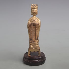 A FINE GILT BRONZE GOD OF WEALTH STATUE